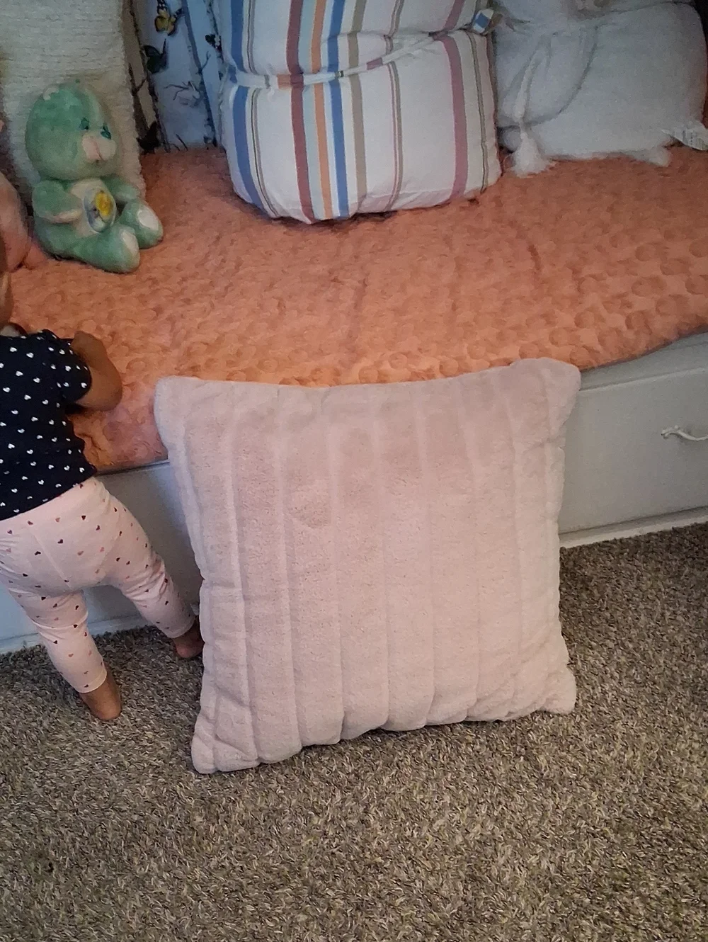 Plush Pink Decorative Floor Pillow - Soft Accent Cushion